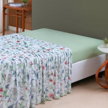 Imagem de RAVATEX, Lençol de Cima Casal Malha 100% Algodão Estampado Avulso sem Elástico Verde Musgo