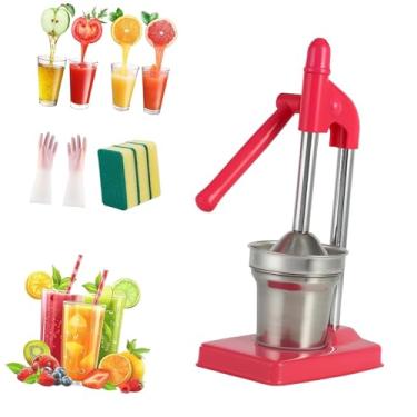 Imagem de Espremedor manual eficaz de aço inoxidável, suco de limão de bancada resistente para suco fresco de laranja e limonada, essenciais para casa e cozinha. (vermelho)