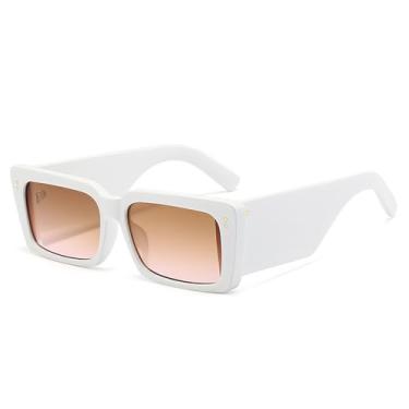 Imagem de Óculos de Sol UV400 - Cores Vibrantes, Hastes Largas, Lentes Degradê, para Homens e Mulheres, Ideal para Esportes ao Ar Livre, Corrida e Ciclismo, Branco