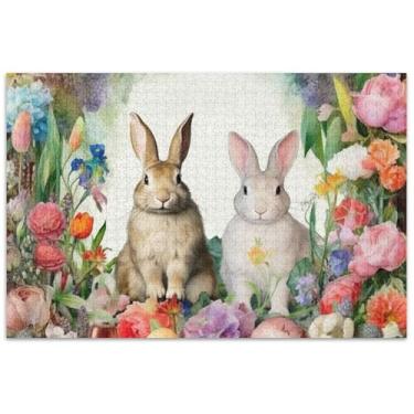 Imagem de Quebra-cabeça floral para adultos, coelhinhos da páscoa, 500 peças, amigos, família, jogos, presentes, mordaça, presente, brinquedo de arte, jogo de arte