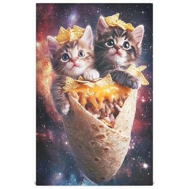 Imagem de Joisal Cute Cats Conjunto de toalha de prato de cozinha vívido toalha de chá decorativa pratos de lavagem fofos absorventes de banheiro 45 x 71 cm, 6 pacotes