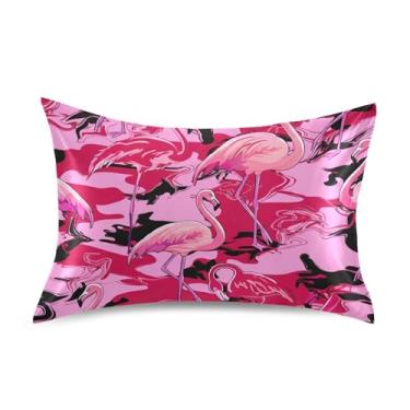 Imagem de Lindas fronhas de cetim de animais flamingos rosa impressão impressão refrescante padrão king queen fronha decoração de cama travesseiro tamanho padrão 66.0 cm x 50.8 cm