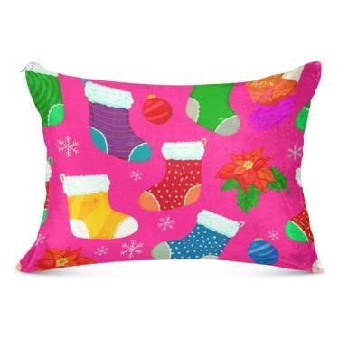 Imagem de Meias coloridas rosa grande flanela fronha decorativa longa para o corpo fronha padrão queen king fronha antiderrapante confortável roupa de cama macia, tamanho do corpo, 53 cm x 137 cm