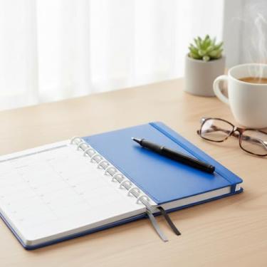 Imagem de Caderno Planner B5, Capa Dura, Azul, Material Premium, Ideal para Trabalho, Estudo e Organização Diária