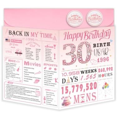 Imagem de OLOSONG Cartão de aniversário de 30 anos para mulheres, decoração de 30 anos, ideia de presente de aniversário de 30 anos, cartões comemorativos para esposa, mãe, tia, filha, amiga, irmã, seu, dela