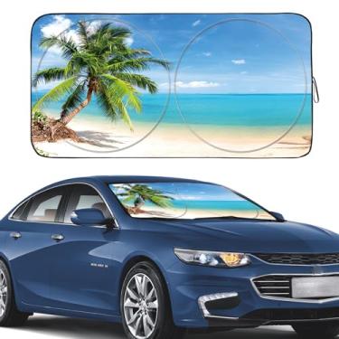 Imagem de Gven Protetor Solar Para Para-Brisa De Carro, Palmeira, Proteção Uv, Refletor Calor, Adequado Sedãs Pequenos, Mini Suvs, Acessórios Hatchbacks (Palmeira, S)