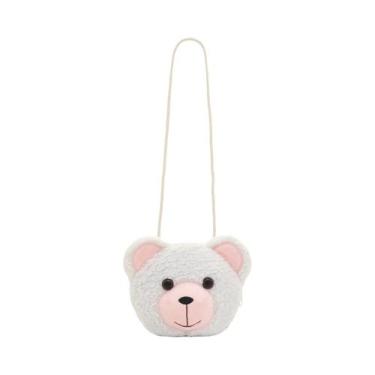 Imagem de Bolsa Transversal De Pelúcia De Urso Cartoon Fofa Mini Carteira Para M
