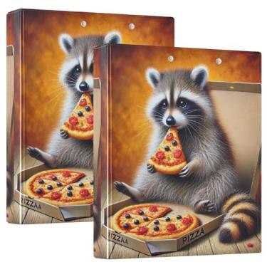 Imagem de Pastas personalizadas de guaxinim de guaxinim para noite de 3,8 cm, 3 anéis, 200 folhas, fichário de escritório, 31,5 x 27 x 6 cm, pacote com 2