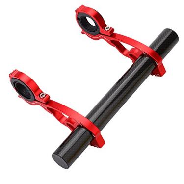Imagem de Cryfokt Extensor de Guidão, Suporte de Extensão Leve para Bicicleta, Acessórios para Atividades Ao Ar Livre, Liga de Alumínio Preto/vermelho/ (Tubo de carbono 20CM vermelho)