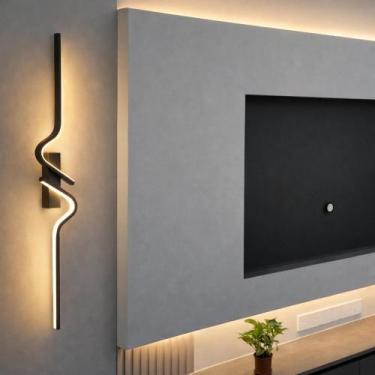 Imagem de Arandela moderna slim minimalista perfis led curvos 80cm - Foccus, GRA