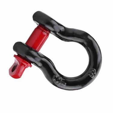 Imagem de Generic Manilhas Galvanizadas Resistentes do Anel D para a Recuperação do Veículo 2t Manilha Guincho Reboque de Emergência para Utv Atv Aço Preto + Vermelho 1 Pacote (2T)