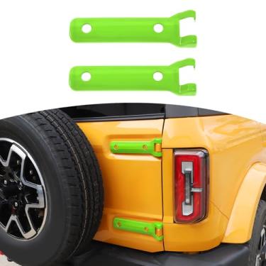 Imagem de JOSHELA Acabamento da tampa da dobradiça da porta traseira da porta traseira Bronco verde para Ford Bronco 2021-Present ABS Acessórios externos 2 peças