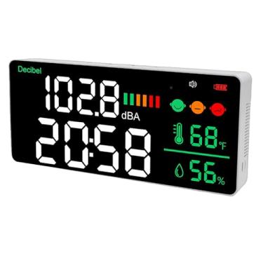Imagem de Generic Medidor de Decibéis, Medidor de Nível de Som Com Display LED de 11 Polegadas Com Brilho Ajustável, Medidores de Ruído Termômetro Higrômetro Relógio, para Home Studio Fábrica