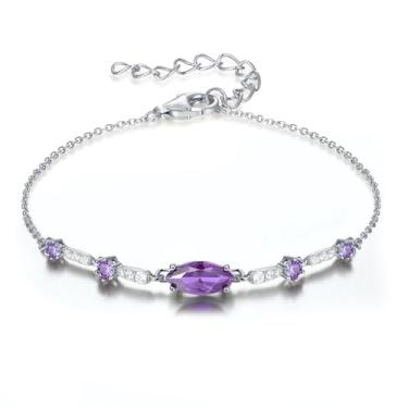 Imagem de Pulseiras de pedra de nascimento para mulheres, prata esterlina 925 delicada olho turco, pulseira ajustável, joias de aniversário de aniversário, presentes de Natal para mulheres, esposa, mãe