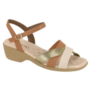 Imagem de Sandália Tiras Cruzadas com Fivela Beira Rio Anabela 8527.111 (CamelDourado, BR, Adulto, Numérico, 39)