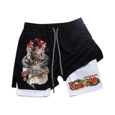 Imagem de Shorts Masculinos Dragon Ball Dupla Camada 2 Em 1 Verão Outono Marca E