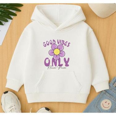 Imagem de Moletom Good Vies Only Flores Infantil Menina Feminino Agasalho Cangur