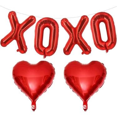 Imagem de HAIMITI Balões de dia dos namorados grandes balões de coração amor balões de alumínio em pé com pés (XOXO)
