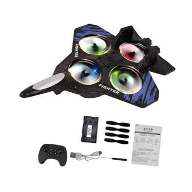 Imagem de menolana Avião de Controle Remoto RC Fácil de Controlar, Leve e com Modelo de Caça, Planador RC para Iniciantes, Adolescentes, Crianças e Meninos, Azul 1 Bateria