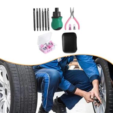 Imagem de UGPLM Kit de reparo de pneus com 29 peças, incluindo pregos de borracha. Kit de remendo de emergência para pneus de carros e caminhões. Ferramentas