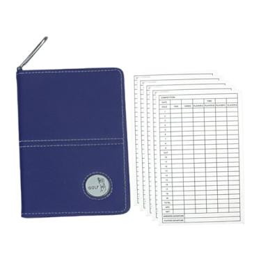 Imagem de menolana Porta-cartão de pontuação de golfe, acessórios para pontuação, livro de distâncias em couro PU para jogos esportivos e atividades ao ar livre, ideal, Azul