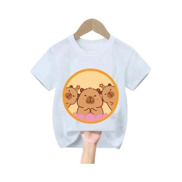 Imagem de Camiseta Infantil De Manga Curta Com Estampa De Capivara Fofa Para Men