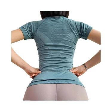 Imagem de Camisetas De Yoga Femininas De Verão Com Manga Curta, Decote Redondo, 