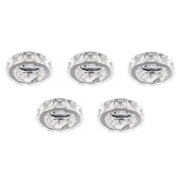 Imagem de Kit 5 Spot Pastilhas De Cristal Embutido Redondo Sala Ac972 - Acende A