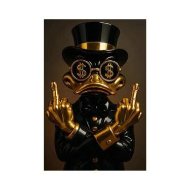 Imagem de Arte Em Tela Pop Art Moderna Do Pato Donald Dourado Para Decoração De 