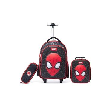 Imagem de Kit Mochila de Rodinhas Spider Man Lancheira Estojo Escolar Infantil-Masculino