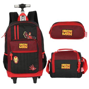 Imagem de Kit Mochila Lancheira Estojo Escolar Hulk Iron Man Avengers-Masculino