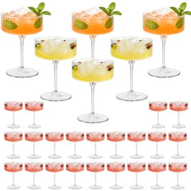 Imagem de ZOMUIA Copos de cupê canelados, 28 peças, copos de plástico champanhe de 290 ml, copos de coquetel de acrílico destacáveis, copos de plástico para bar, vinho, sobremesa, copos de coquetel