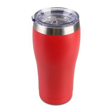 Imagem de TAHOE TRAILS Copo isolado de aço inoxidável de 590 ml com tampa deslizante, caneca de café de parede dupla isolada a vácuo, ótimo para bebidas frias ou quentes, vermelho