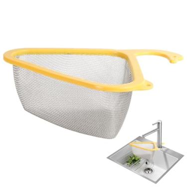 Imagem de Cesta de drenagem de pia triangular, cesta de filtro de pia de canto, Malha de drenagem de pia de cozinha, Filtro de malha triangular do dissipador da cozinha multifuncional para impurezas de alimento