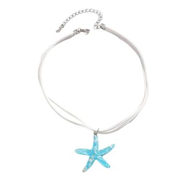 Imagem de TINCOLIA Colar gargantilha com pingente de estrela do mar punk exagerado feminino boho imitação de pérola joias joias joias