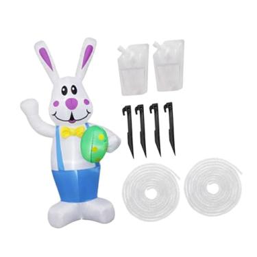 Imagem de Fenteer inflável para decoração de Páscoa, enfeite de jardim, coelhinho inflável fofo com luzes LED embutidas para festas e decoração de casa, 94 X 60 X 198 Cm