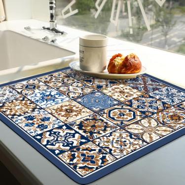 Imagem de Vesvory Tapete simples Boho para máquina de lavar e secar roupa de cama listrado grade geladeira secador de poeira topo de lavagem forno à prova de poeira capa de mesa de café estilo tapete multiuso