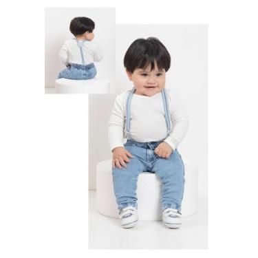 Imagem de Calça Jeans + Suspensório Luxo Bebê Menino Lessa Kids B9021-Masculino