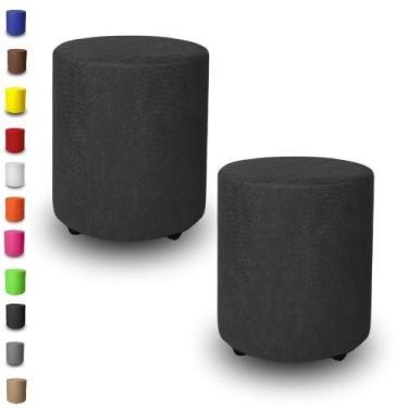 Imagem de Kit 2 Puffs Banqueta Redondo Decorativo Cubo Quarto Sala De Jogos/Esta