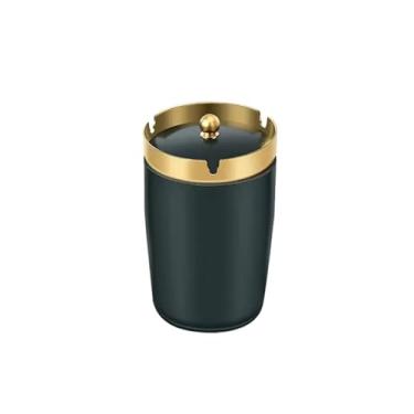 Imagem de x3anggyt5 Cinzeiro para cigarros cinzeiro com tampa aço inoxidável funil criativo doméstico cinzeiro personalizado sala de estar quarto escritório cinzeiro exterior (verde escuro)