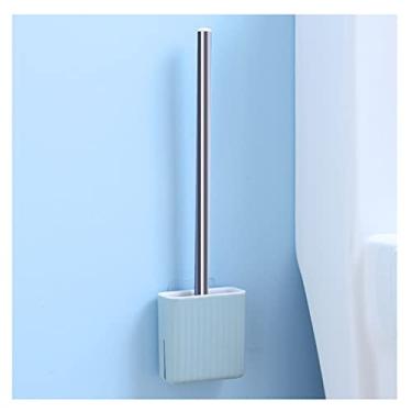 Imagem de Escova de vaso sanitário e suporte de escova de vaso sanitário de silicone doméstico escova de banheiro sem ângulo morto escova de limpeza com base kit de limpeza de escova de vaso sanitário de parede
