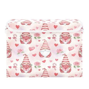 Imagem de STAYTOP Cestos de armazenamento fofos de gnomo para o Dia dos Namorados com tampas e alça de transporte, caixas de armazenamento dobráveis organizadores de recipientes para casa, quarto, armário