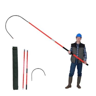 Imagem de Gancho elétrico de 10-220 KV, gancho Hotstick de 3,3 a 9,8' com alça antiderrapante, abertura de 45,7 cm, capacidade de 99,8 kg, material de fibra vermelha durável para trabalho elétrico seguro