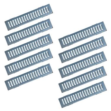 Imagem de Kit 10 Ralo Grelha Linear e Caixilho Aço Galvanizado 10x50cm