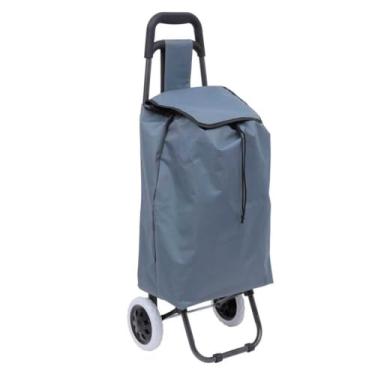 Imagem de Carrinho de Compras Dobrável Reforçado 30kg com Rodas para Mercado(Cinza Claro)
