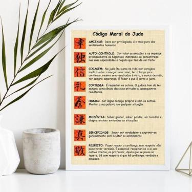 Imagem de Quadro Decorativo Judô 45x34cm Madeira Branca