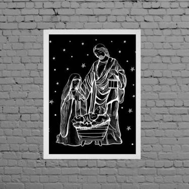 Imagem de Quadro Decorativo Sagrada Família 24X18Cm - Branca