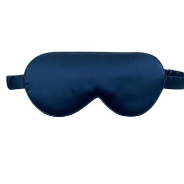 Imagem de Máscara para os olhos de seda de amoreira com alça elástica, venda macia para dormir à noite e viagens, azul marinho (azul escuro)