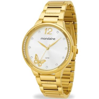 Imagem de Relógio Mondaine Feminino Analógico De Pulso Dourado Champagne Quartz Pulseira Em Aço Inoxidável Prova D'água 50 Metros