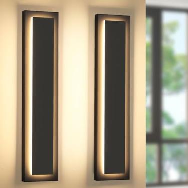Imagem de ZSMAIKU Luzes de parede externas modernas - luminárias externas longas, arandela de parede externa de LED preto para uso em casa, varanda, garagem, porta da frente, pátio, IP65 à prova d'água, branco